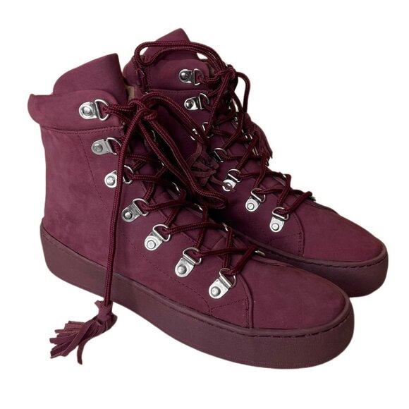 Aerosoles Nubuck Leather Wine Purple Ankle Boots Size 7 - Picture 1 of 16